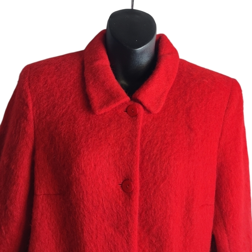 Josephine Chaus RED Fluffy Textural Wool Blend Blazer Jacket Size 8 - Picture 3 of 9